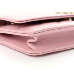 Caviar Quilted Studded CC Wallet on Chain WOC Light Pink - Image 9