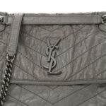 Crinkled Calfskin Matelasse Monogram Medium Niki Chain Satchel Fog - Image 9