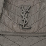 Crinkled Calfskin Matelasse Monogram Medium Niki Chain Satchel Fog - Image 14