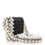 Crystal Pearl Beaded Mini Rectangular Flap Black White - Image 9