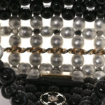 Crystal Pearl Beaded Mini Rectangular Flap Black White - Image 11