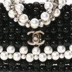 Crystal Pearl Beaded Mini Rectangular Flap Black White - Image 5