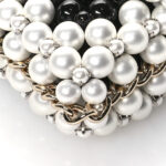 Crystal Pearl Beaded Mini Rectangular Flap Black White - Image 7