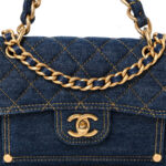 Denim Quilted Double You Mini Flap Blue - Image 3