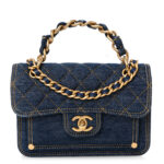 Denim Quilted Double You Mini Flap Blue
