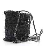 Denim Quilted Floral Print Mini Chanel 22 Black Grey - Image 3