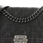Denim Quilted Medium Boy Flap Black - Image 8