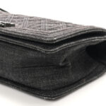 Denim Quilted Medium Boy Flap Black - Image 10
