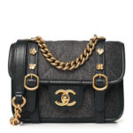 Denim Quilted Mini Flap Grey