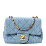 Denim Quilted Mini Pearl Crush Flap Blue - Image 4