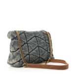 Denim Quilted Toy Loulou Puffer Monogram Chain Satchel Blue Cinnamon - Image 4