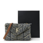 Denim Quilted Toy Loulou Puffer Monogram Chain Satchel Blue Cinnamon - Image 3