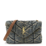 Denim Quilted Toy Loulou Puffer Monogram Chain Satchel Blue Cinnamon