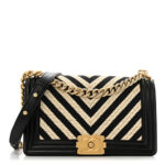 Fabric Chevron Braided Medium Boy Flap Black White - Image 5