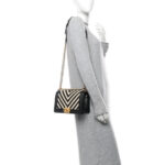 Fabric Chevron Braided Medium Boy Flap Black White - Image 2