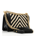 Fabric Chevron Braided Medium Boy Flap Black White - Image 3