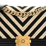 Fabric Chevron Braided Medium Boy Flap Black White - Image 4