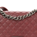 Glazed Calfskin Quilted Medium Boy Chained Flap Bordeaux - Image 6