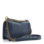 Glazed Calfskin Quilted Medium Boy Flap Blue - Image 9