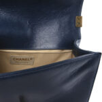 Glazed Calfskin Quilted Medium Boy Flap Blue - Image 3