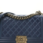 Glazed Calfskin Quilted Medium Boy Flap Blue - Image 5