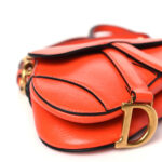 Goatskin Micro Saddle Bag With Strap Bright Orange - Image 3