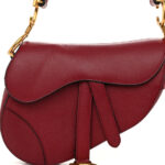 Grained Calfskin Mini Saddle Bag Red - Image 9