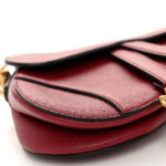 Grained Calfskin Mini Saddle Bag Red - Image 10