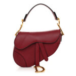 Grained Calfskin Mini Saddle Bag Red