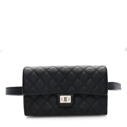 Grained Calfskin Quilted 2.55 Reissue Flap Belt Bag Clutch Black10