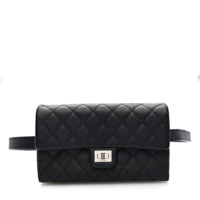 Grained Calfskin Quilted 2.55 Reissue Flap Belt Bag Clutch Black10