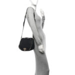Grained Calfskin Rockstud Saddle Bag Black - Image 2