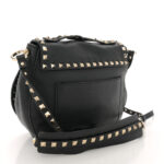 Grained Calfskin Rockstud Saddle Bag Black - Image 3