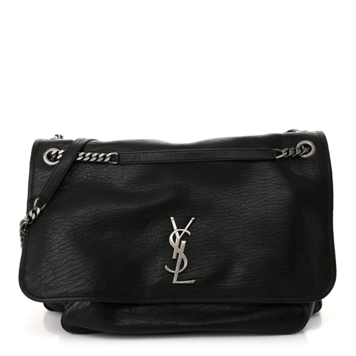Grained Lambskin Monogram Oversized Niki Chain Satchel Black - Image 1