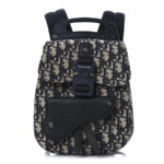 HOMME Oblique Calfskin Mens Mini Saddle Backpack Navy Blue - Image 4