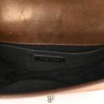 Iridescent Calfskin Embellished Double Stitch Medium Boy Flap Light Brown - Image 6