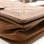 Iridescent Calfskin Embellished Double Stitch Medium Boy Flap Light Brown - Image 11
