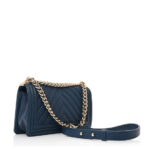 Iridescent Caviar Chevron Quilted Medium Boy Flap Blue - Image 2