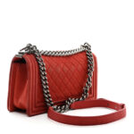 Iridescent Caviar Quilted Medium Boy Flap Red - Image 9