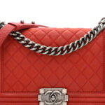 Iridescent Caviar Quilted Medium Boy Flap Red - Image 2