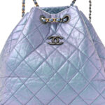 Iridescent Lambskin Calfskin Quilted Gabrielle Backpack Light Purple - Image 5
