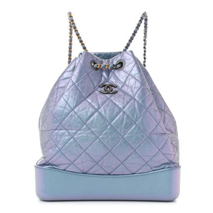 Iridescent Lambskin Calfskin Quilted Gabrielle Backpack Light Purple