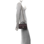 Iridescent Lambskin Quilted Mini Top Handle Rectangular Flap Burgundy - Image 2