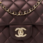 Iridescent Lambskin Quilted Mini Top Handle Rectangular Flap Burgundy - Image 8