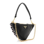 Jacquard Calfskin Triangolo Symbole Embroidered Mini Triangle Double Bag Black Alabastro - Image 3