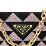 Jacquard Calfskin Triangolo Symbole Embroidered Mini Triangle Double Bag Black Alabastro - Image 10