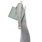 Jacquard Saffiano Triangolo Symbole Embroidered Large Tote Sage Green - Image 2