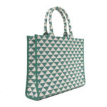 Jacquard Saffiano Triangolo Symbole Embroidered Large Tote Sage Green - Image 4