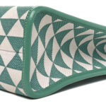 Jacquard Saffiano Triangolo Symbole Embroidered Large Tote Sage Green - Image 10