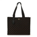 Jacquard Saffiano Triangolo Symbole Embroidered Shopping Tote Black Corda - Image 4